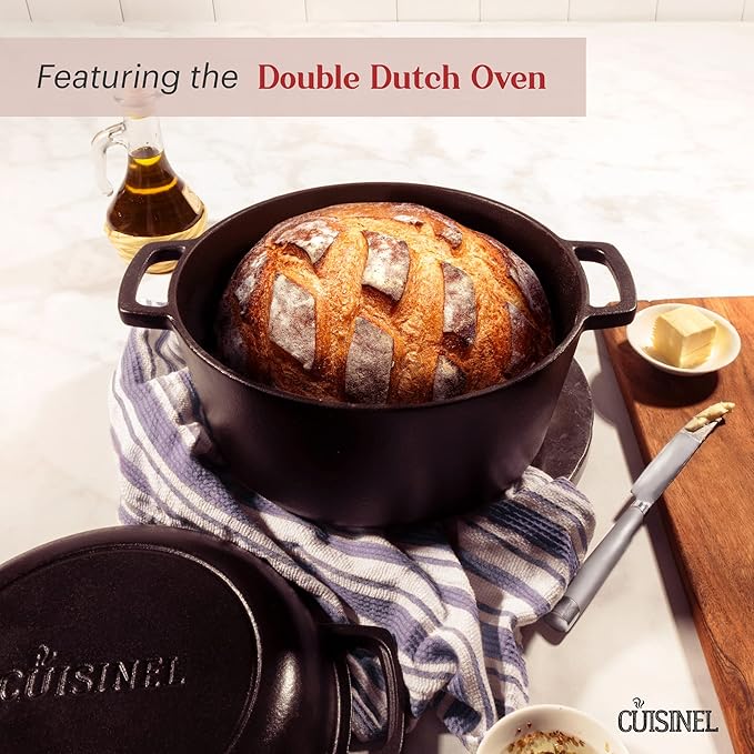 Cast Iron Cookware 17-Piece Set - Pre-Seasoned 6" + 8" + 10" + 12" Skillet + Grill Pan+Lid + Griddle + Pizza Pan + Dutch Oven+Cover/Pan + Panrack + Silicone Handle Cover + Pan Scraper/Cleaner