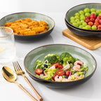 LERATIO Large Pasta Bowls,38oz Ceramic Pasta Bowls,9.0" Reactive Glaze Pasta Bowl Set of 6,Microwave & Dishwasher,Oven Safe,Wide Serving Bowls for Salad,Pasta,Fruit,Scratch Resistant-Light Blue