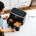Ninja | Air Fryer | Finish Cooking Multiple Foods at the Same Time | 6-in-1 (Air Fry, Broil, Roast, Keep Warm, Dehydrate, Bake) | Fit up to 8lb Chicken Wings in the two 5 QT Baskets | DZ302