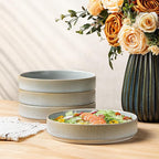 theterra 7.5'' Ceramic Pasta Bowls, Salad Bowls Set of 4, Stoneware Serving Bowls for Fruits, Noodle, Dinner, House-warming Wedding Present, Desert Sage