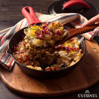 Cuisinel Cast Iron Skillet with Lid - 8"-inch Pre-Seasoned Covered Frying Pan Set + Silicone Handle and Lid Holders + Scraper/Cleaner - Indoor/Outdoor, Oven, Camping Fire, Grill Safe Kitchen Cookware