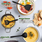 Silicone Cooking Utensil Set, Homikit 15pcs Kitchen Utensils with Holder for Nonstick Cookware, Heat Resistant Nontoxic Silicone Spatula Set Dishwasher Safe Kitchen Tools for Baking-Black