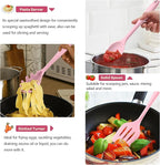TeamFar Kitchen Cooking Utensils, 10 pcs Silicone Cooking Utensils Set, 446°F Heat Resistant Kitchen Gadgets Tools Set w/Spatula, Turners, Spoons, Soup Ladle, Pasta Server for Nonstick Cookware, Pink