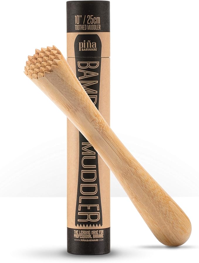 Piña Barware Professional Cocktail Muddler - 10" / 25cm Bamboo with Toothed Muddler (One Muddler)