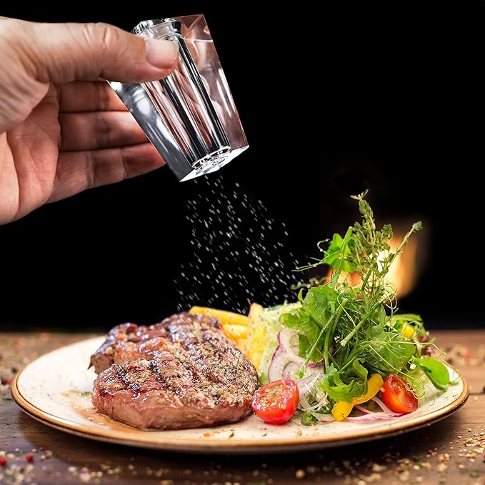 Crystal Salt and Pepper Shakers Set for Table, Small Glass Salt and Pepper Shakers