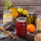 LUODA MirthMood 32 OZ Wide Mouth Mason Jars, 6 PACK Glass Mason Jars with airtight Lids, Quart mason jars wide mouth for Preserving, Meal Prep, Overnight Oats, Sauces,Honey, Jam, Yogurt or Jar Decor