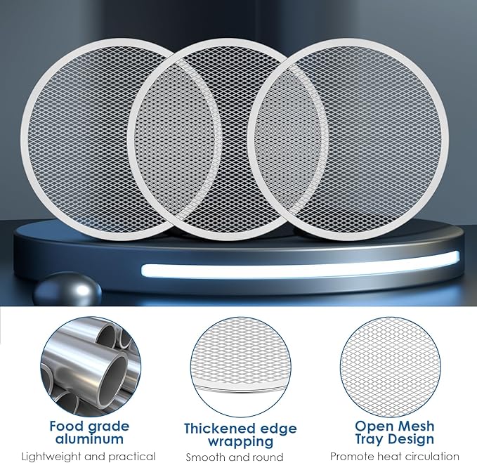 6 Pcs Pizza Tray 12 inch Pizza Screen Non Stick Pizza Oven Tray Temperature Resistant Pizza Mesh Baking Tray Reusable Pizza Mesh Pan for Baking Oven Home Restaurant