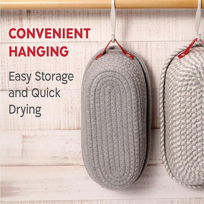 Cotton Rope Banneton Bread Proofing Basket Set, 2 x Oval Bread Basket with Liners & Covers for Artisan Bread Baking, Sourdough Bread Baking Supplies