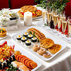 SUT 6-Pack White Serving Tray Plastic for Party Supplies, 16" x 11" Platters for Serving Food Party, White Reusable Tray for Veggie, Snack, Fruit, Cookies, Desserts in Kitchen/Pantry Serving Platter