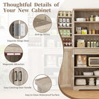 Shintenchi Kitchen Pantry Cabinet, Freestanding Farmhouse Storage Cabinet with 8 Door Shelves, 2 Cabinets and 1 Drawer, Tall Cupboard for Kitchen, Living Room, Dining Room and Bathroom, Ash Gray
