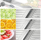 Adjustable Mandoline Slicer - Ultra-Sharp Stainless Steel Blades, Safe Hand Guard, Adjustable Thickness for Fast & Precise Slicing of Vegetables, Fruits & More (Gray)
