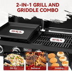 Royal Gourmet GD4002TP 4 Burner Propane Gas Grill and Griddle Combo with Hood, 2-in-1 Portable Grill Griddle Combo with 40,000 BTUs Output for Camping, Tailgating, Backyard, Black
