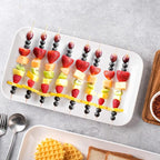 DELLING Large Serving Platter Set 12in White Rectangular Serving Plates/Salad Dish - Big Serving Trays for Parties Meat, Sushi, Dinner Plate Oven Safe Dinnerware Set of 3