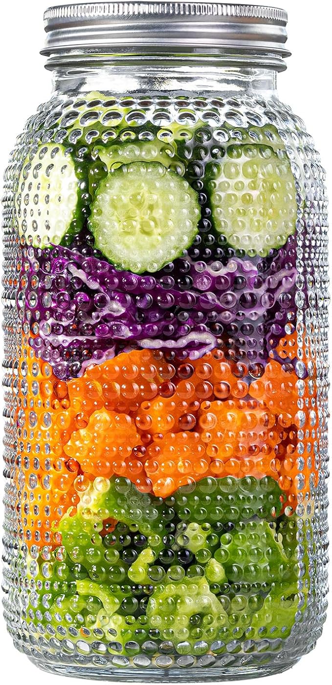 WELLIFE 1 Pack 64 oz Mason Jars Wide Mouth,Large Mason Jars for Pickling, Canning, Fermenting and Food Storage, Microwave & Dishwasher Safe