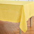 Solino Home Linen Tablecloth 54 x 72 Inch - 100% Pure Linen Chambray Lemon Yellow Table Cloth for Rectangle Tables - Athena, Machine Washable Tablecloth for Summer