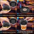 Electric Whiskey Smoker Kit, Cocktail Smoker Kit with LED Display Ambient Light Old Fashioned Smoker Kit with 6 Wood Chips Flameless Drink Smoker Kit Dad Birthday Gift Husband Men for Christmas