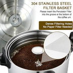 Commercial Coffee Urn Large Coffee Maker 100 Cup Coffee Maker Industrial Coffee Dispenser 1300W Quick Brew Dual Wall Stainless Steel Hot Water Urn Tea Maker Machine for Wedding, Catering, Events