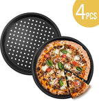 4 Pcs Pizza Pan with Holes, 12 Inch Nonstick Pizza Baking Pan Carbon Steel, Round Pizza Baking Sheet for Oven, Kitchen