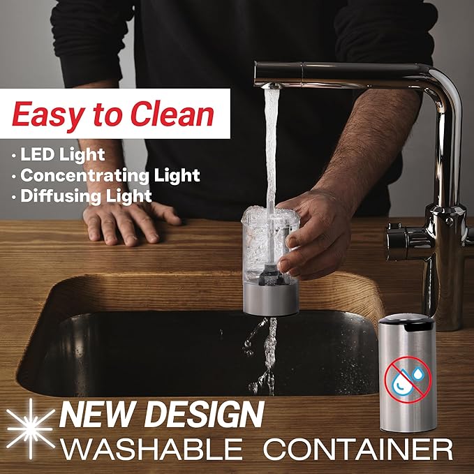 Electric Salt and Pepper Grinder Set – Automatic One-Handed Operation, Rechargeable Stainless Steel Mills, LED Light, 5-Level Adjustable Coarseness, Large 95ml Capacity and Clear Base