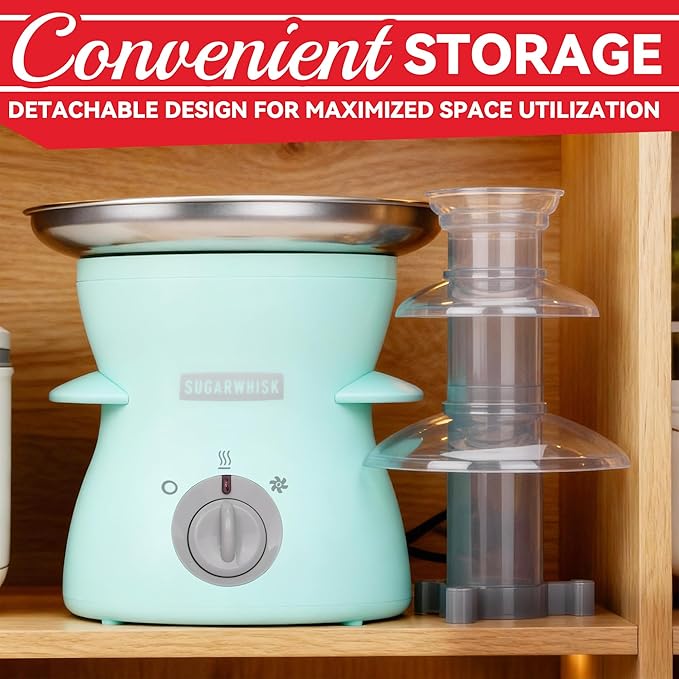 3 Tier Mini Chocolate Fountain Machine, Easy to Use & Clean, Great for Parties, Events & Weddings, 22 Oz Capacity, Aqua