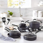 Amazon Basics Hard Anodized Non-Stick 12-Piece Cookware Set, Black - Pots, Pans and Utensils
