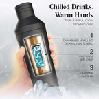 Insulated Cocktail Shaker Set | Double Wall Stainless Steel | Martini Shaker for Home Bar Bartending | Built-in Drink Measurement System & Strainer, Travel Bag, 35 Recipes | Gift Set (Matt Black)