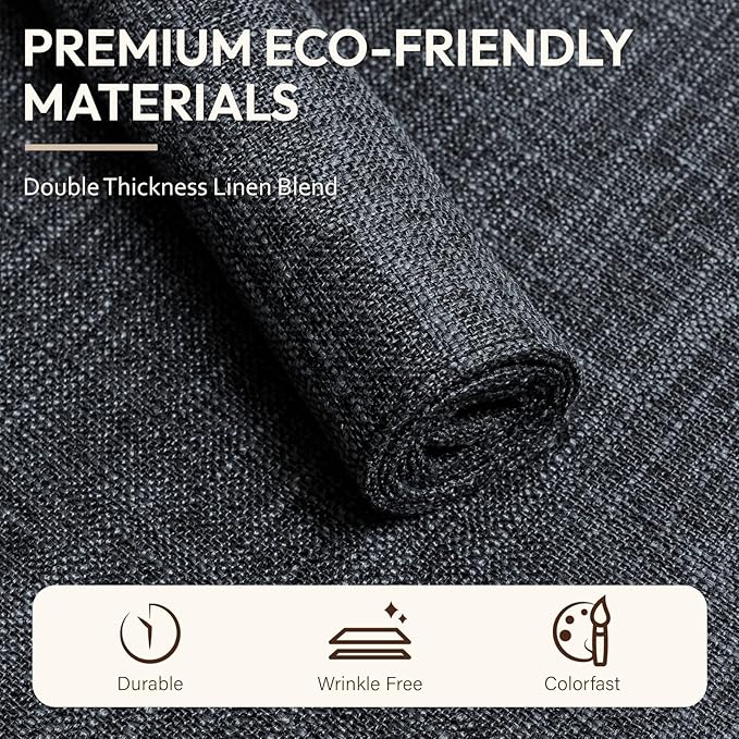 Blue Forest Placemats Set of 6, Dual-Layered Thickened Faux Linen Cloth Place Mats Heat Resistant Machine Washable Wrinkle Free Table Mats Indoor/Outdoor (Dark Grey)