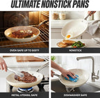 Gotham Steel 12 Pc Ceramic Cookware Set Nonstick, Ceramic Pots and Pans Set Non Stick with Steamer for Cooking, Non Toxic PFOA PFOS Free, Premium Stay Cool Handles, Oven & Dishwasher Safe