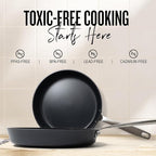 Alva Maestro 10-Piece Stainless Steel Cookware Set – PFAS/PFOA/PTFE-Free, Non-Toxic Nonstick – Induction & Oven Safe, Even-Heat Technology, Easy to Clean Professional Pots & Pans