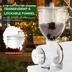 Burr Coffee Grinder Electric Espresso Grinder Commercial & Homeuse Silent Small Coffee Bean Grinder with Hopper Adjustable Grind, With Brush, Spoon, White