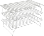 3 Tier Stackable Cooling Rack for Batch Cooling Cookie, Pizza, Cake-15.8”x 10”- Heavy Duty Cooling Racks for Cooking and Baking, Oven and Dishwasher Safe Baking Supplies-Silver