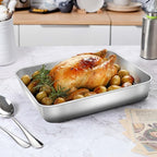 Herogo Rectangle Cake Pan Set of 2, 9 X 12 Inch Stainless Steel Baking Pan for Oven, Lasagna Brownies Casseroles Cakes Bakeware, Dishwasher Safe