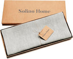 Solino Home Linen Table Runner 48 Inches - 100% Pure Linen Oyster Grey Table Runner 14 x 48 Inch Ideal for Dresser and Coffee Tables - Summer, Fall, Autumn, Halloween - Athena