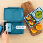 Omie OmieBox UP bento Box for Kids | Insulated Lunch Box | Leak Proof Vacuum Insulated Thermal Food jar | Cooler ice Pack | 2 Compartments (Teal Green)