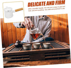 Ceramic Milk Pot with Wooden Handle 350Ml Mini Butter Warmer for Sauces Cream and Milk Ideal for Home Use