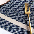 PIGCHCY Luxurious Placemats Set of 8, 18 x 12 inches Elegant Placemats Non-Slip Washable Durable Table Mats for Home/Dining Room Decoration (Dark Blue)