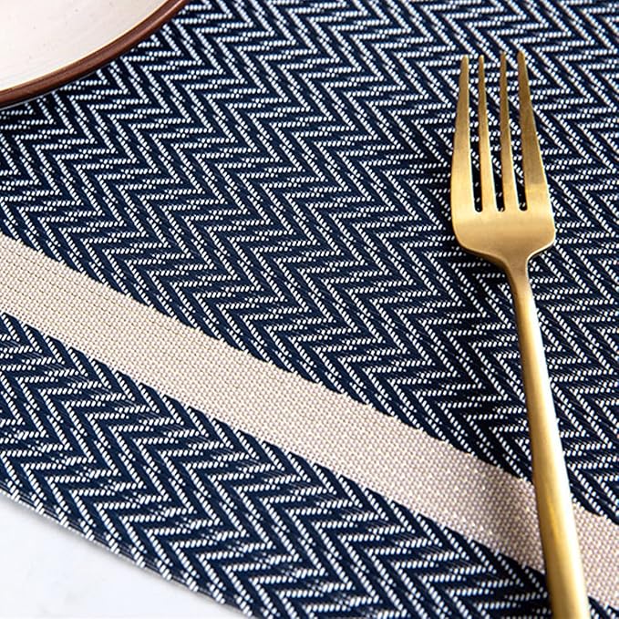 PIGCHCY Placemats Set of 6, Dark Blue Elegant Placemats Washable Non-Slip Luxurious Durable Table Mats for Home/Dining Room Decoration