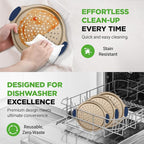 NutriChef 3-Piece Pizza Tray Set with Silicone Handles - Round Nonstick Pizza Pan with Perforated Holes, Durable Carbon Steel, Small, Medium, Large Sizes - Ideal for Crispy, Evenly Baked Pizzas (Gold)