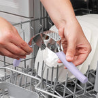 Zulay Kitchen Comfort Grip Garlic Press - Garlic Mincer Tool - Garlic Crusher - Garlic Press Mincer Rust Proof, with Soft Ergonomic Handle, Easy Clean Set with Peeler and Brush - Lavender