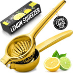 Zulay Extra Large Lemon Squeezer Stainless Steel - Easy Squeeze Heavy Duty Lemon Juicer Hand Press - Ergonomic Citrus Squeezer & Fruit Juicer for Small Oranges, Lemons, & Limes