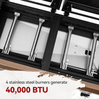 GD4002TPY Portable Tabletop Grill & Griddle Combo with Hood, 4-Burner Portable Propane Gas Grill Griddle Combo for Backyard, Camping, Picnicking and Tailgating, 40,000 BTU, Bronze Gold