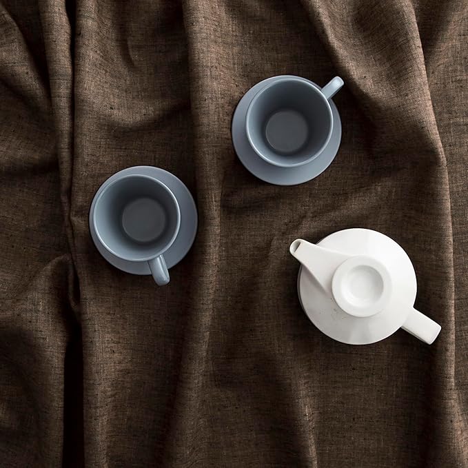 Solino Home Linen Tablecloth 60 x 108 Inch - 100% Pure Linen Chambray Brown Table Cloth for Rectangle Tables - Athena, Machine Washable Tablecloth for Fall, Autumn