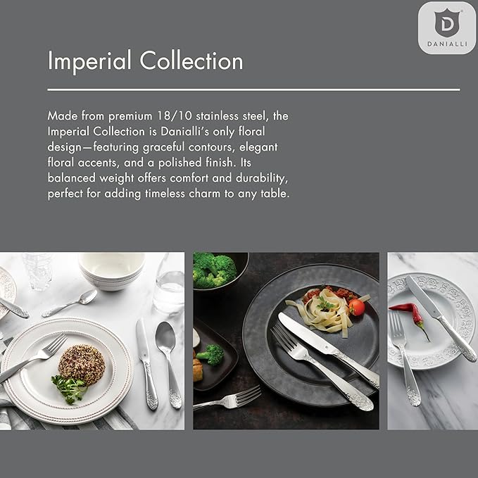 Modern Silverware Set, 18/10 Stainless Steel Flatware, Mirror Finish, Dishwasher Safe, Elegant Cutlery for Home and Dining, Built to Last (40-Piece, Imperial)