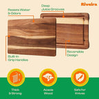 Riveira Acacia Wood Cutting Board - Gourmet Grandeur: 18 x 12 Wooden Board for Kitchen - Natural Decorative Chopping Board With Innovative Juice Grooves