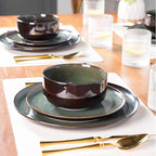 LERATIO Ceramic Dinnerware Sets for 4,12 Pieces Poreclain Plates and Bowls Sets,Scratch Resistant Dishes,Dishwasher & Microwave Saf,Oven Safe Dishes Set,Service for 4-Geen