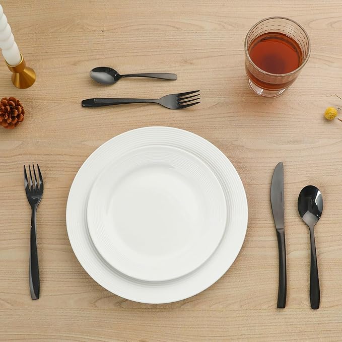 Black 40 Piece Silverware Set,Stainless Steel Flatware Set for 8,18/0 Rust-Proof Cutlery Set with Forks & Spoons,Mirror Polished Dishwasher Safe - Heavy Duty Tableware for Home & Dining