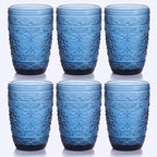6Pcs 14OZ Drinking Highball Beverage Glass Cup, Blue Drinking Glasses, Colored Glassware Set for Party Wedding, Home, Office, Water, Juice, Cocktail, Highball Glasses