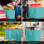 WISELIFE Reusable Grocery Bags [4 Pack],Large Grocery Tote Bag Water Resistant Shopping Bags Foldable Grocery Bag for Clothes,Shoes and Picnic,Green