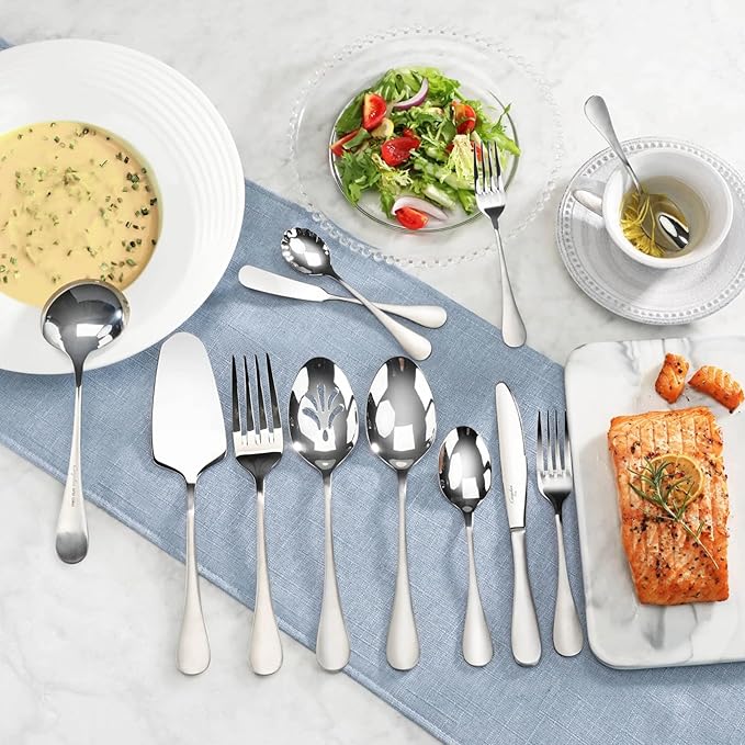 Cangshan RAIN Series Stainless Flatware Set, Window Box, Matte Finish Handle (47-Piece), 504999