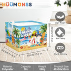 Summer Tropical Beach Storage Basket Collapsible Clothes Kid Laundry Hamper Palm Tree Large Picnic Basket Boy Girl Book Toy Box Bin, Blue, 36L